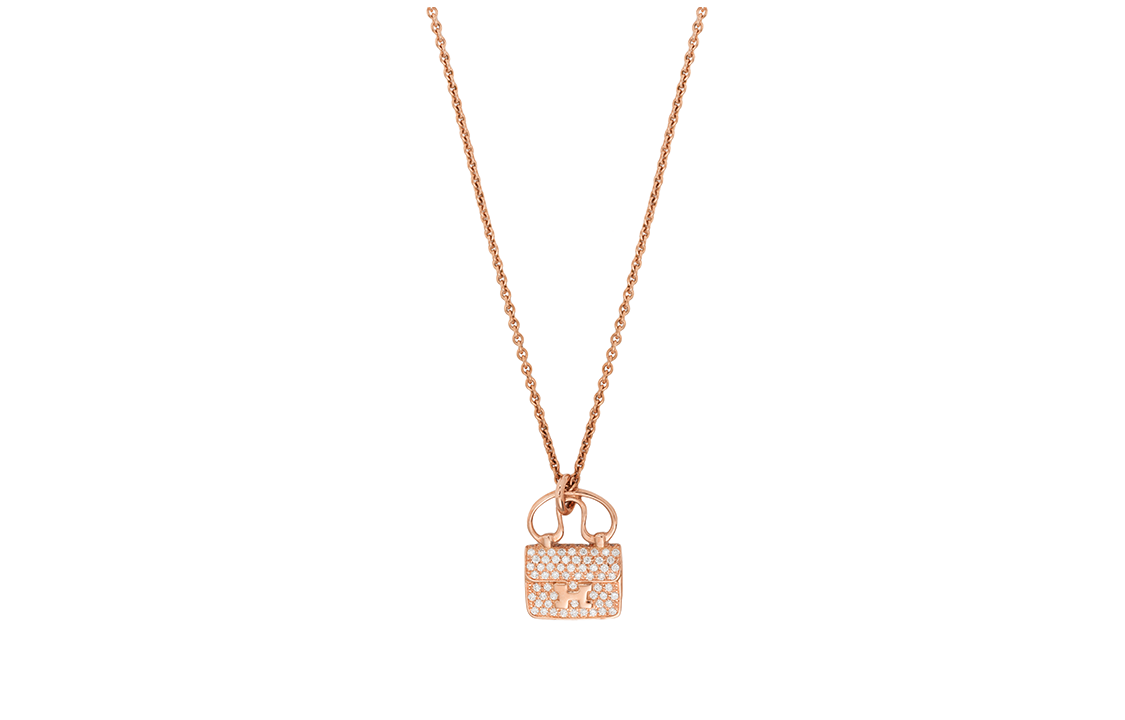 (Women) HERMES Constance Amulette 18K Rose Gold Diamond Necklace for Women H109615B-00 圖 4