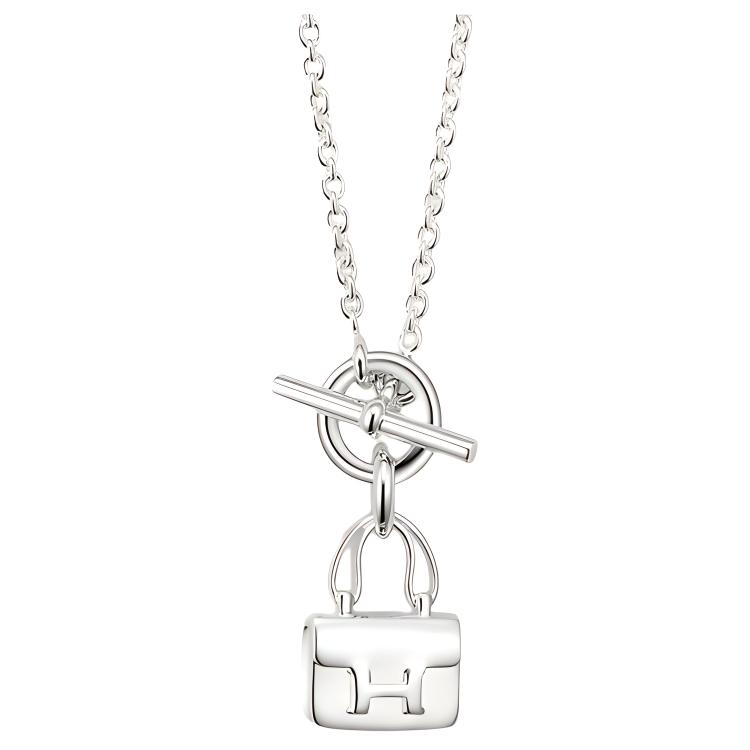 (Women) HERMES Constance Amulette 925 Silver Necklace Pendant. H121324B-00