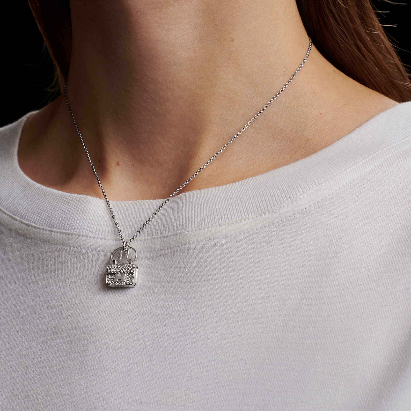 (Women) HERMES Constance Amulette Small Pendant Silver White Gold Necklace H110079B-00 圖 4