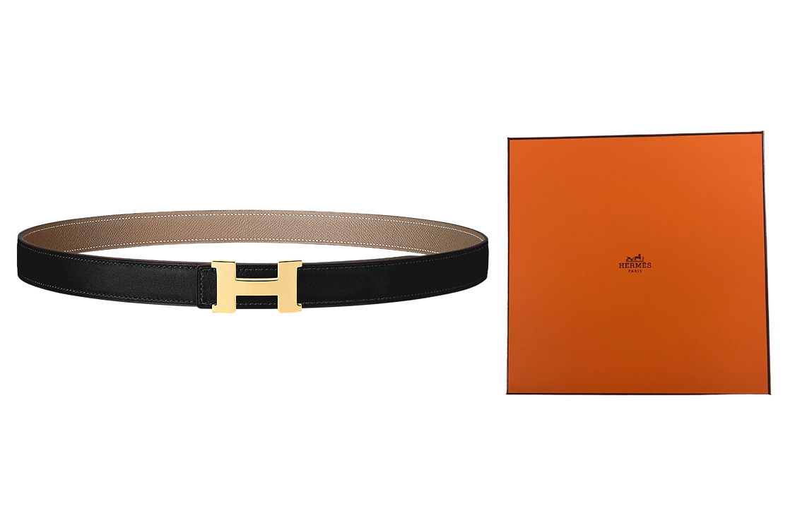 Order (W) HERMES Constance Tali Pinggang Kulit Hitam/Kelabu Gajah 2.4cm Wanita. H064545CC06-H052150CABU080