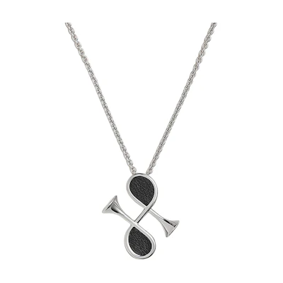 (Women) HERMES Cor H Baroque Necklace Black Calfskin Palladium-Plated for Women H500080FK89