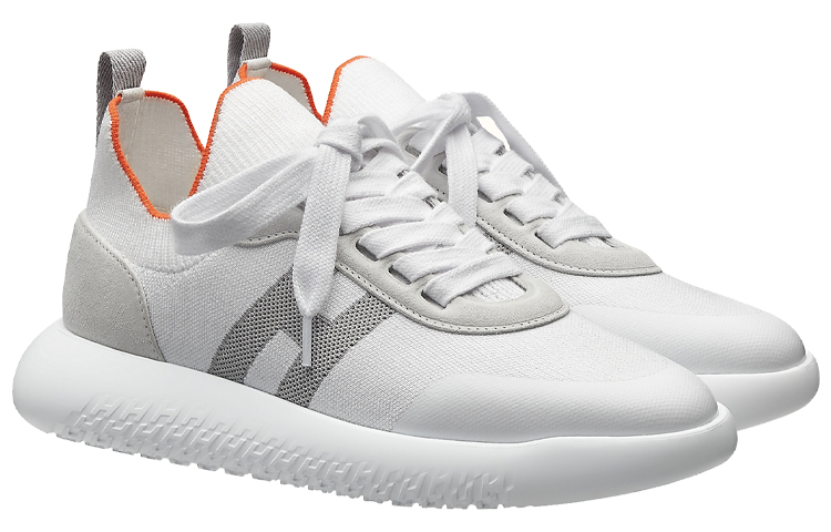 Lookbook HERMES愛馬仕 Crew 時尚運動 低幫 生活休閒鞋 女款 白灰色