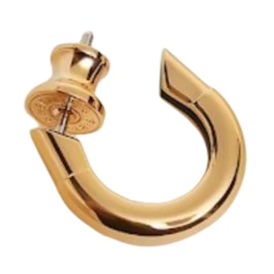 (Women) HERMES Curved Design Palladium-Plated Earrings Multicolor 107894997