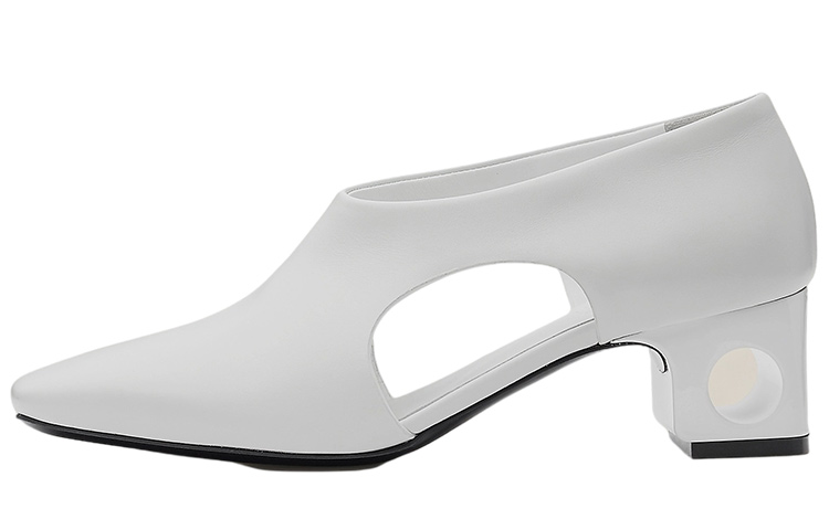 (Women) HERMES Cut-Out Calfskin Shoes 'White' H221025Z-90