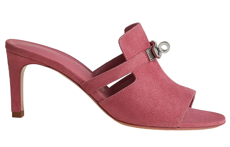 Order HERMES愛馬仕 可愛 山羊皮 露趾一字 時尚涼拖 7cm 女款 粉色