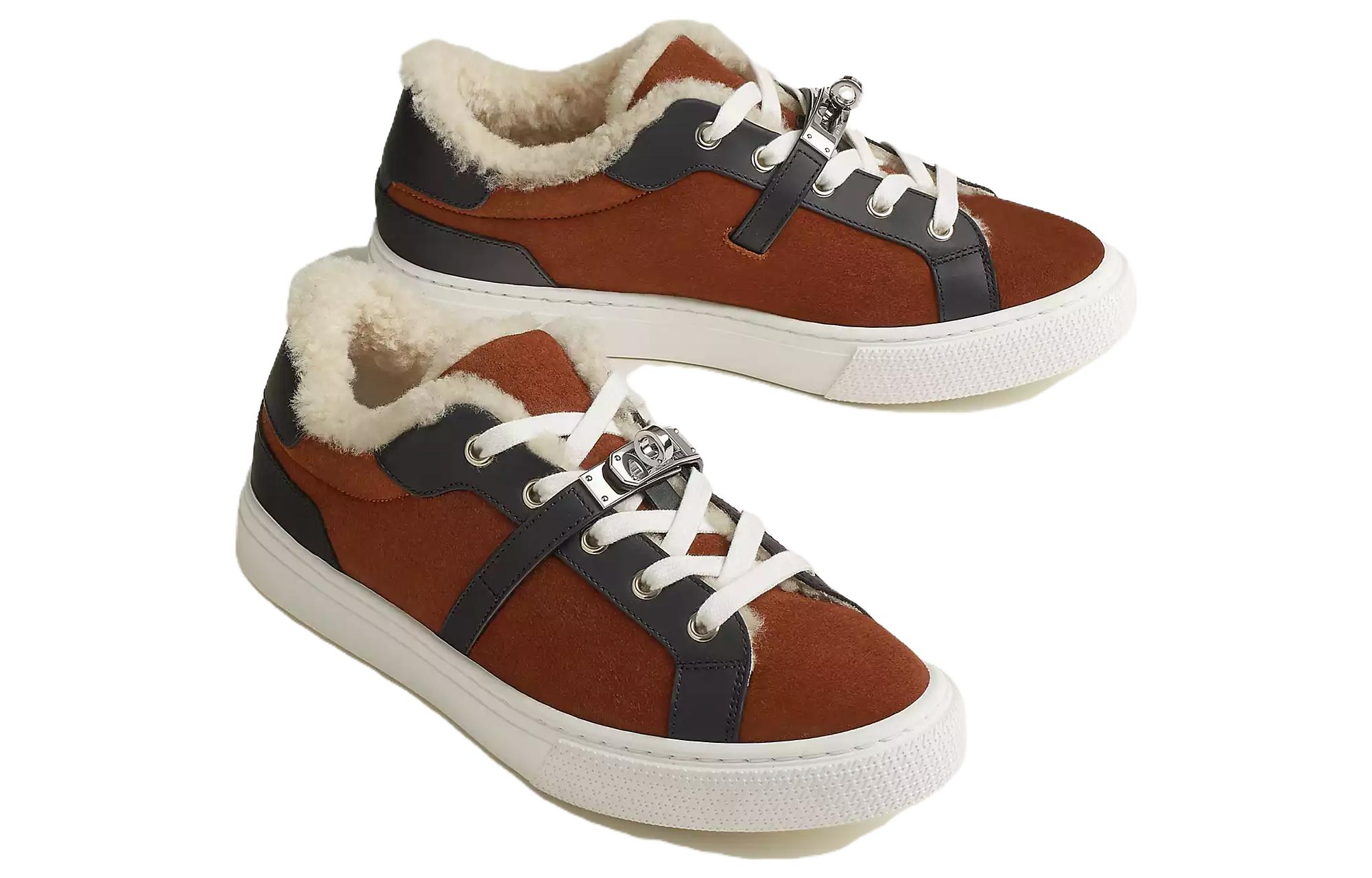 Shop (W) HERMES Kasut Sneakers Rendah 'Kulit Coklat Bertali' H232175Z-20