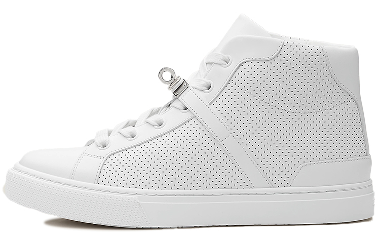 (Women) HERMES Daydream High-Top Sneakers White Leather Casual Fashion Shoes H221271Z 90