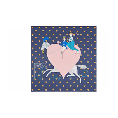 (Women) HERMES Deep Blue Afternoon Tea Silk Scarf. H983782S-07
