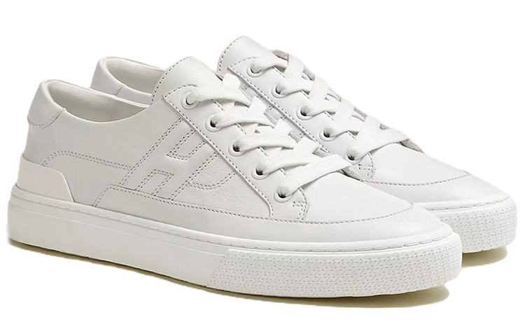 Shop (W) HERMÈS Deep Low Blanc ''Sneaker en Cuir de Veau'' Fashion H212266Z-92
