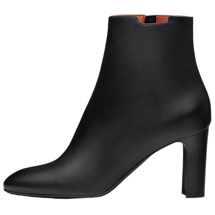 (W) HERMES Delice Calfskin High-Heel Ankle Boots 'Black'