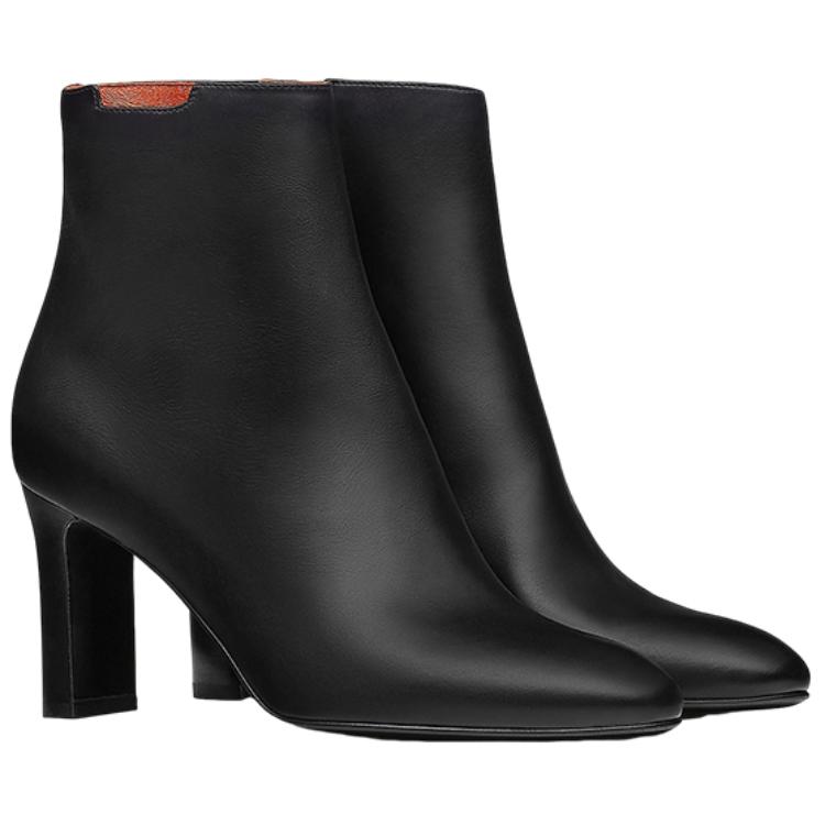 (W) HERMES Delice Calfskin High-Heel Ankle Boots 'Black' 圖 3