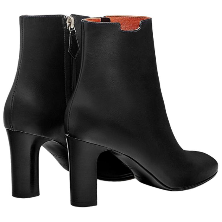 (W) HERMES Delice Calfskin High-Heel Ankle Boots 'Black' 圖 4
