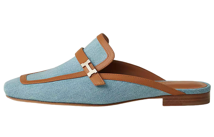 (Women) HERMES Denim and Calfskin Buckle Mule 'Retro Blue' H231053Z-CB