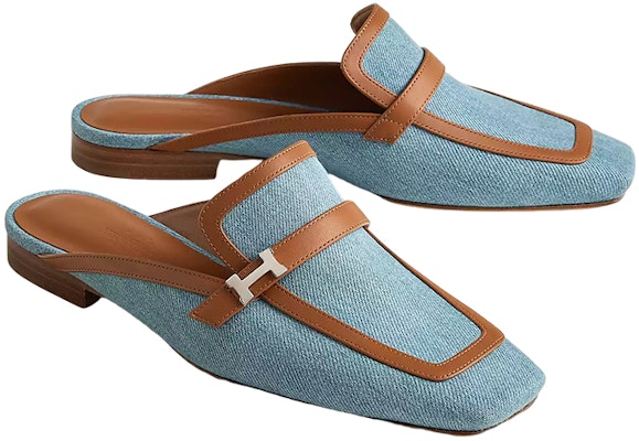 (Women) HERMES Denim and Calfskin Buckle Mule 'Retro Blue' H231053Z-CB Purchase (Women) HERMES Denim and Calfskin Buckle Mule 'Retro Blue' H231053Z-CB