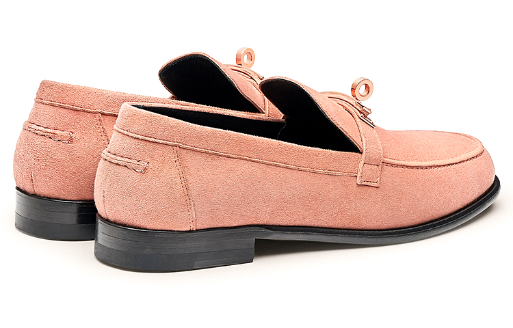 Shop (W) HERMES Destin Loafer 'Dawn Pink' Kasut Lelaki Mewah Warna Merah Jambu Pudar H212116Z-V9M