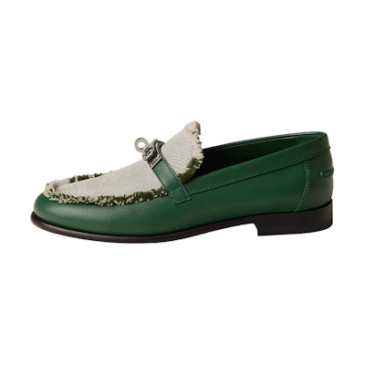 (W) HERMES Destin Loafer 'Green Fashion Slip-On'