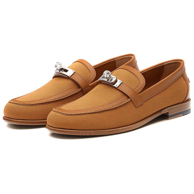 Shop HERMES 愛馬仕 Destin 小牛皮平底樂福鞋 女款 天然色
