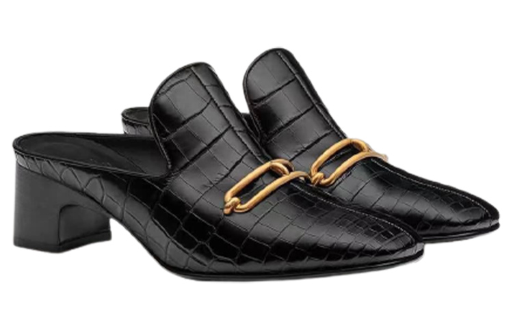 (W) HERMES Diane Leather Round-Toe Mule 'Black' 圖 2