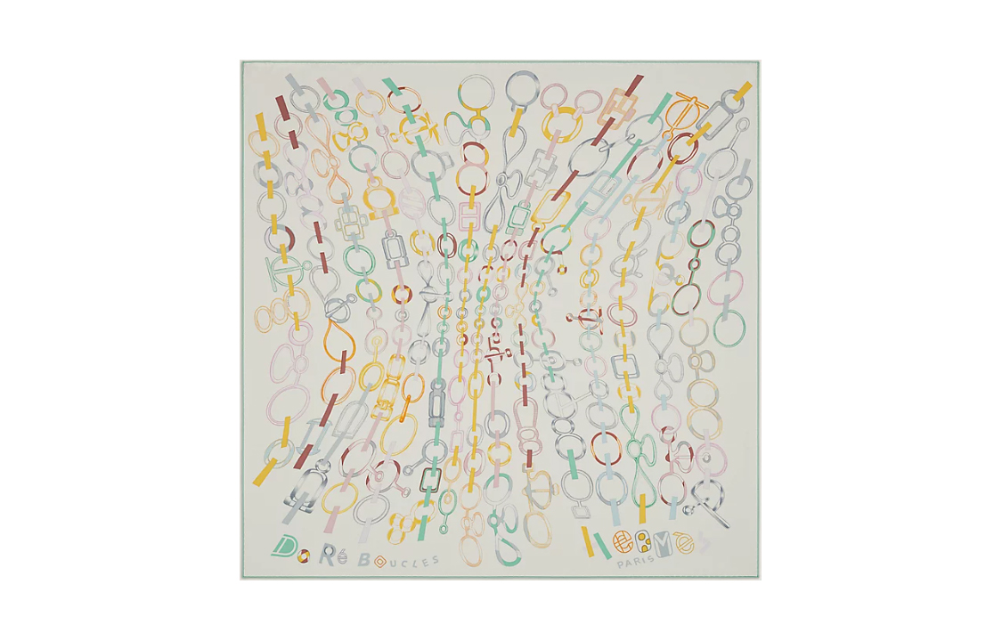 (Women) HERMES Do Re Circle Design Silk Scarf Beige  Accessory H003951S08 圖 2