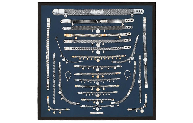 (Women) HERMES Dog-Themed Scarf 90cm Blue H003457S-18 圖 2