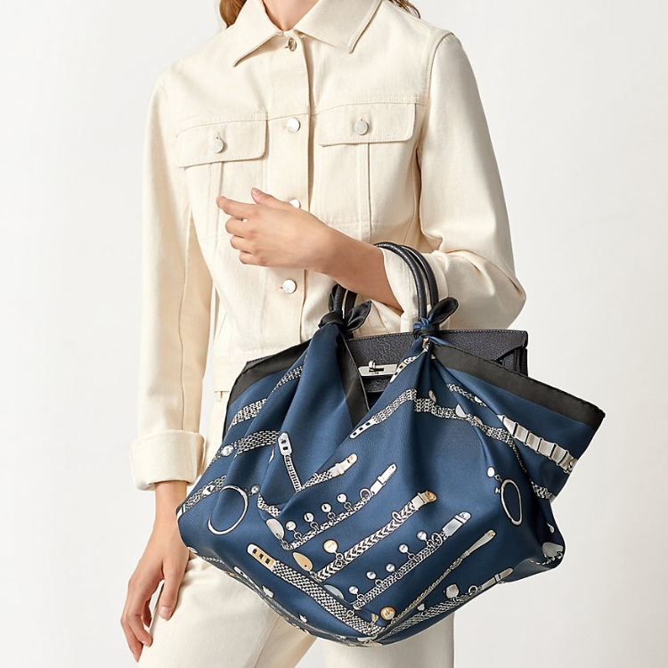 (Women) HERMES Dog-Themed Scarf 90cm Blue H003457S-18 圖 3