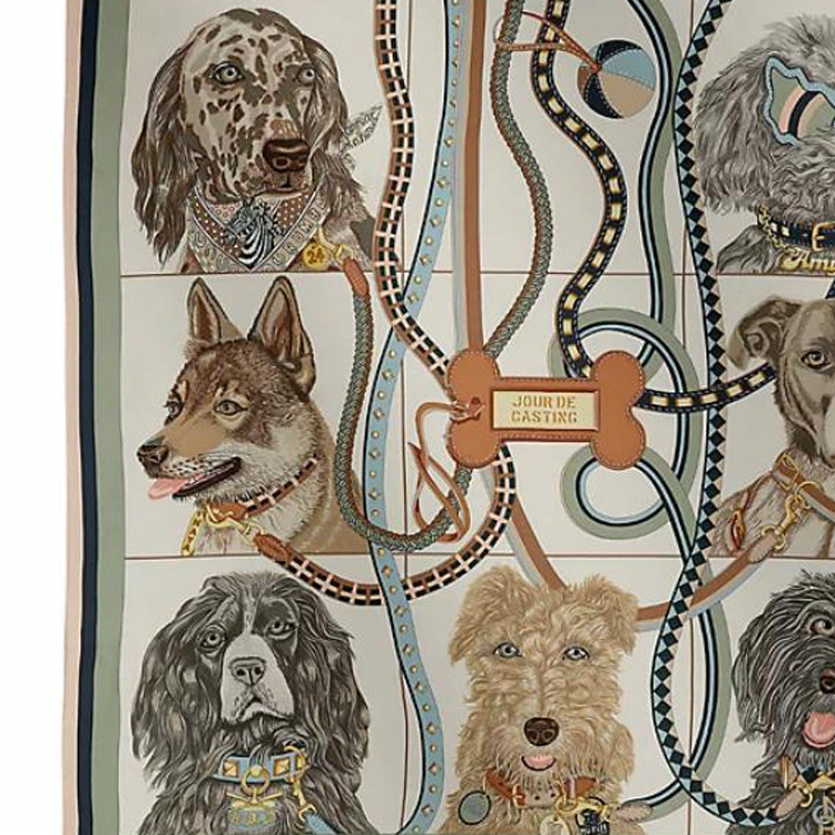 (Women) HERMES Dog Chain Pattern Silk Scarf Clay Green for Women. H984213Sv02 圖 3