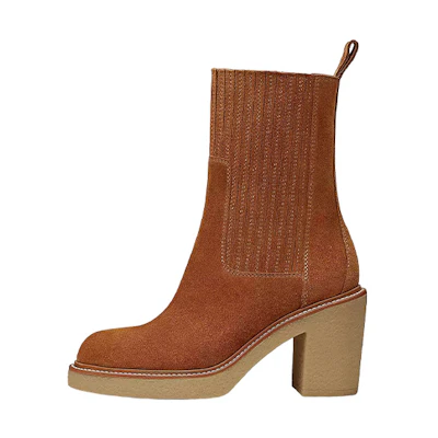 (W) HERMES Donia 70 'Brown Suede Ankle Boot'