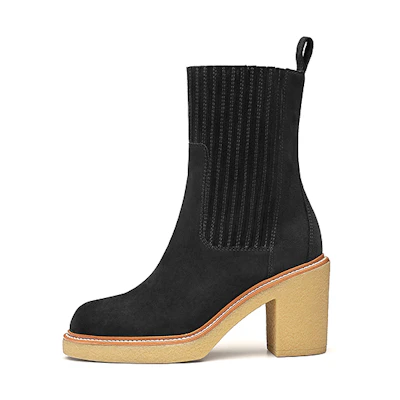 (W) HERMES Donia High-Heel Ankle Boot 'Black Goat Suede'