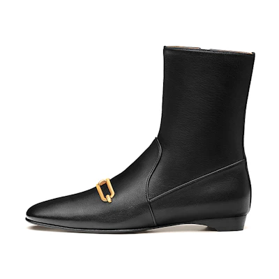 (W) HERMES Dora Ankle Boot 'Black Goat Leather'