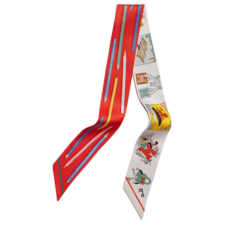 (Women) HERMES Double-Sided Geometric Design Silk Scarf for Women - Red/Green H064221S02