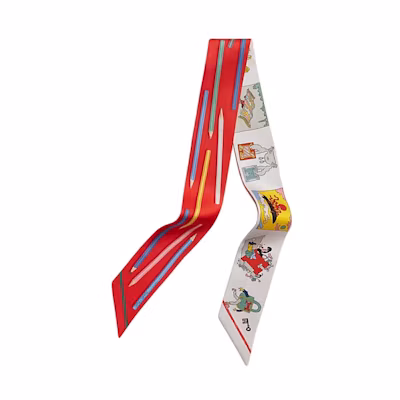(Women) HERMES Double-Sided Geometric Design Silk Scarf for Women - Red/Green H064221S02