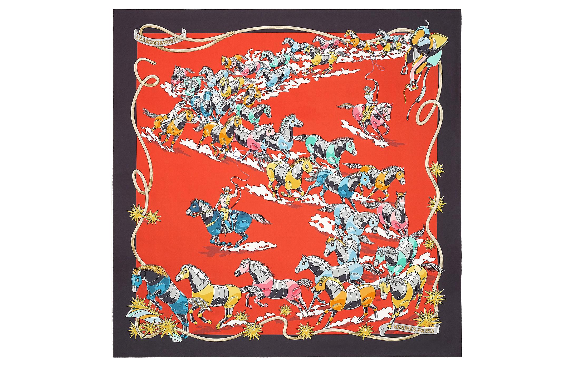(Women) HERMES Double-Sided Mustang Silk Scarf Red for Women. H903939S 04 圖 3