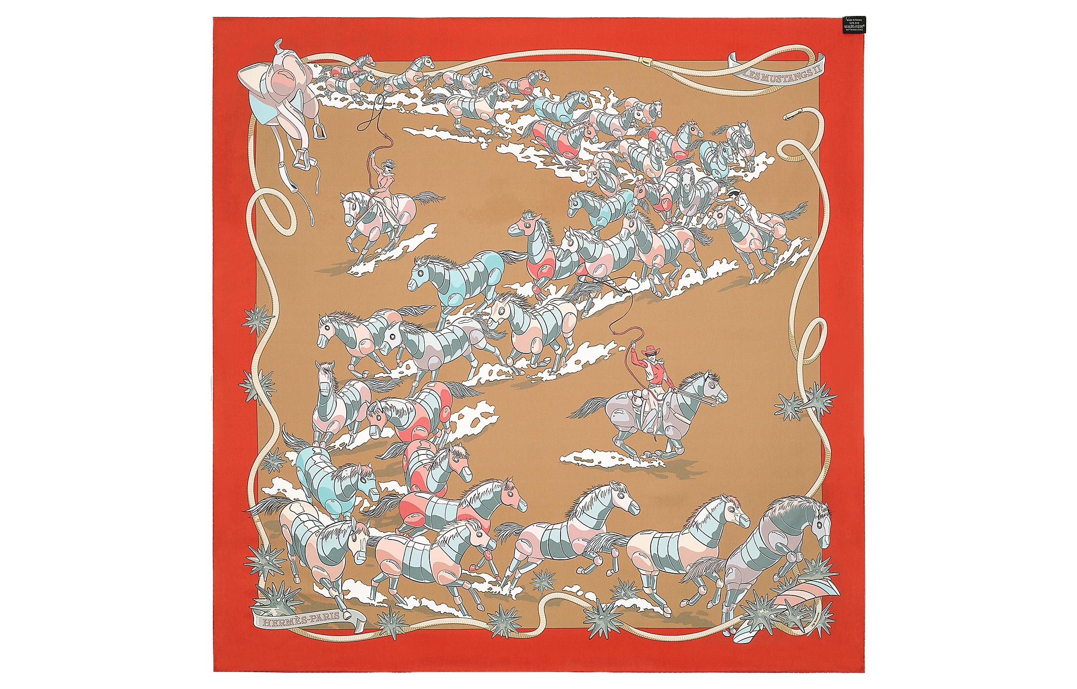 (Women) HERMES Double-Sided Mustang Silk Scarf Red for Women. H903939S 04 圖 4