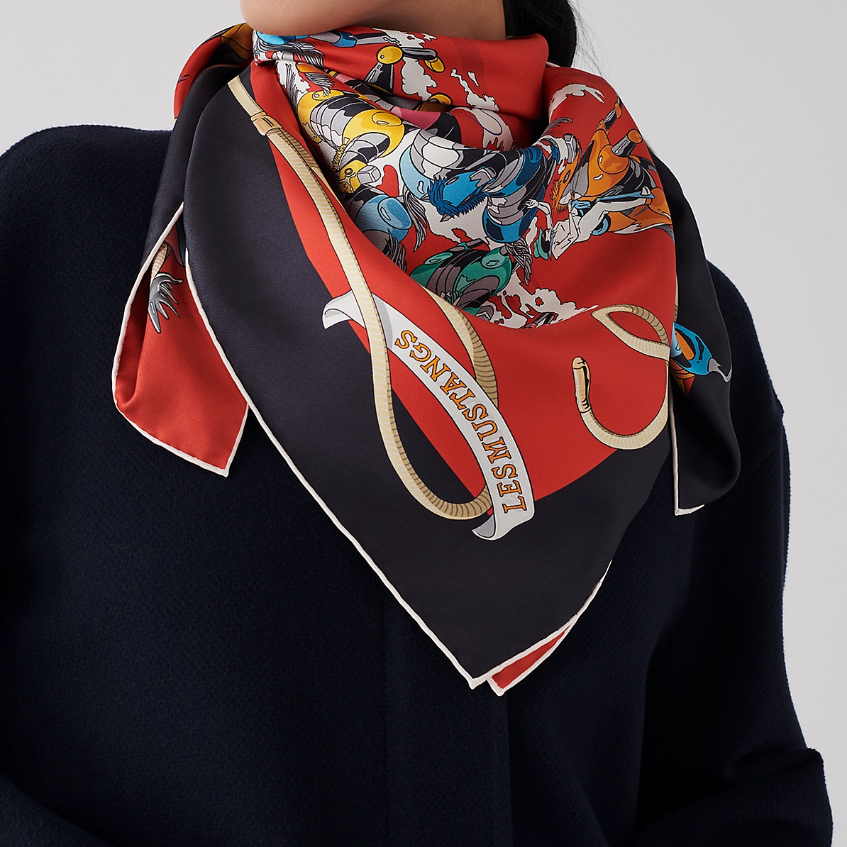 (Women) HERMES Double-Sided Mustang Silk Scarf Red for Women. H903939S 04 圖 5