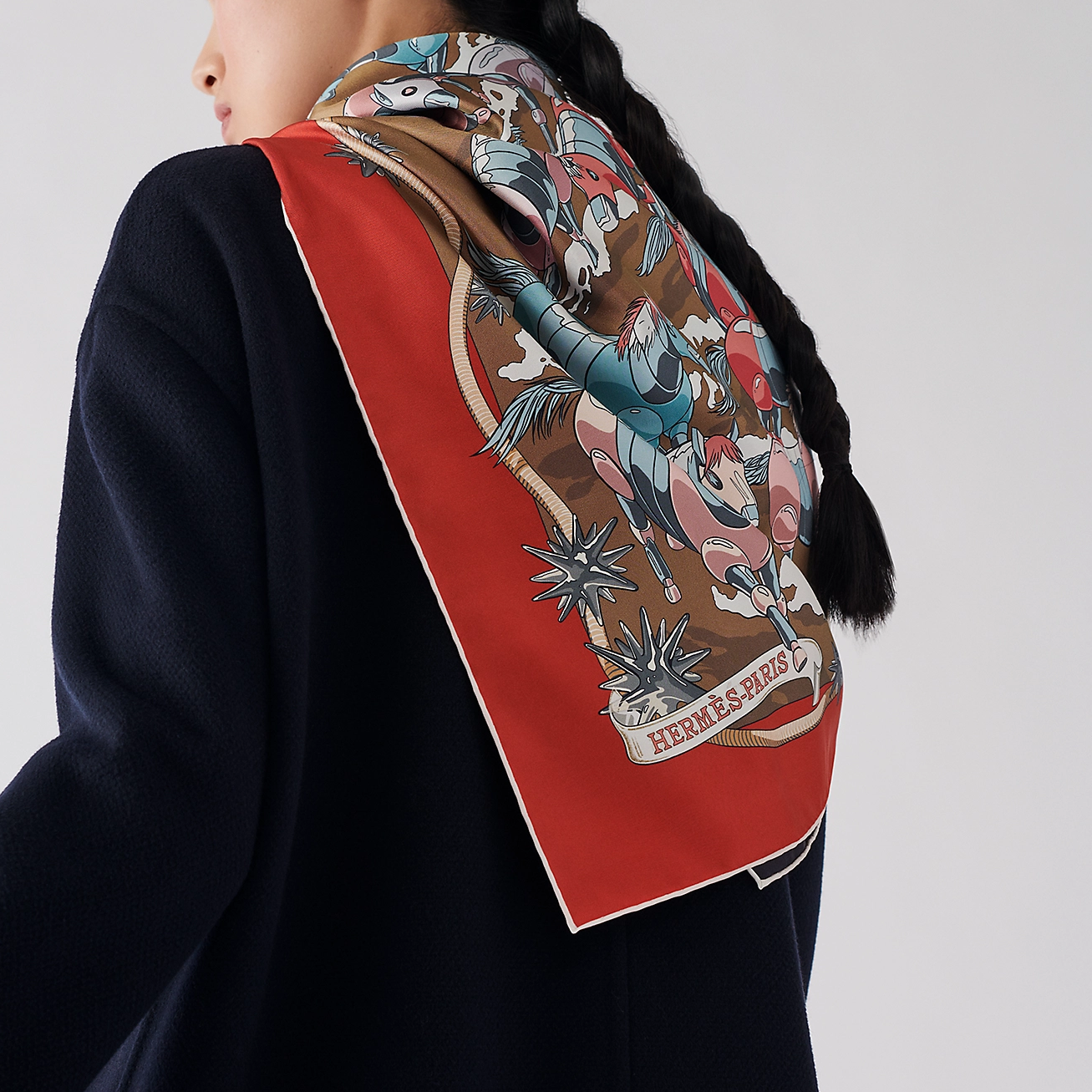 (Women) HERMES Double-Sided Mustang Silk Scarf Red for Women. H903939S 04 圖 6