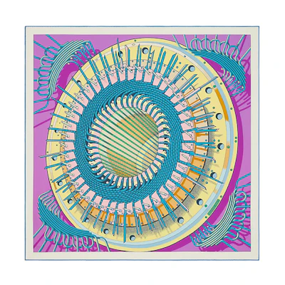 (Women) HERMES Double-Sided Printed Silk Scarf for Women Purple/Blue H901544S-05