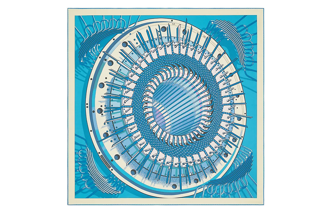 (Women) HERMES Double-Sided Printed Silk Scarf for Women Purple/Blue H901544S-05 圖 3