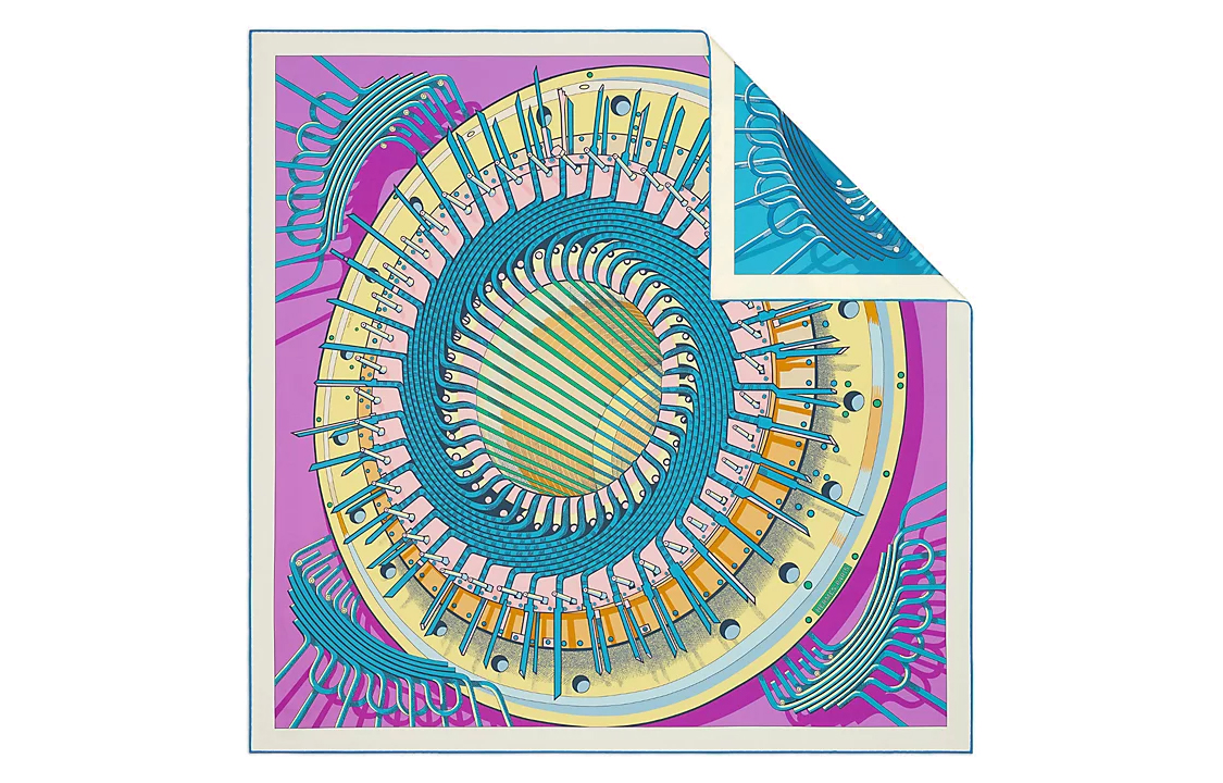 (Women) HERMES Double-Sided Printed Silk Scarf for Women Purple/Blue H901544S-05 圖 4