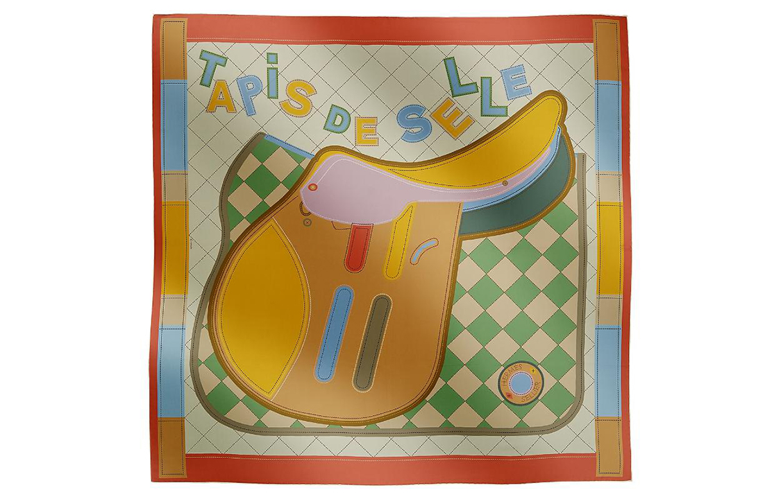 (Women) HERMES Double-Sided Printed Tapis de Selle Silk Scarf for Women Multicolor. H904040S04