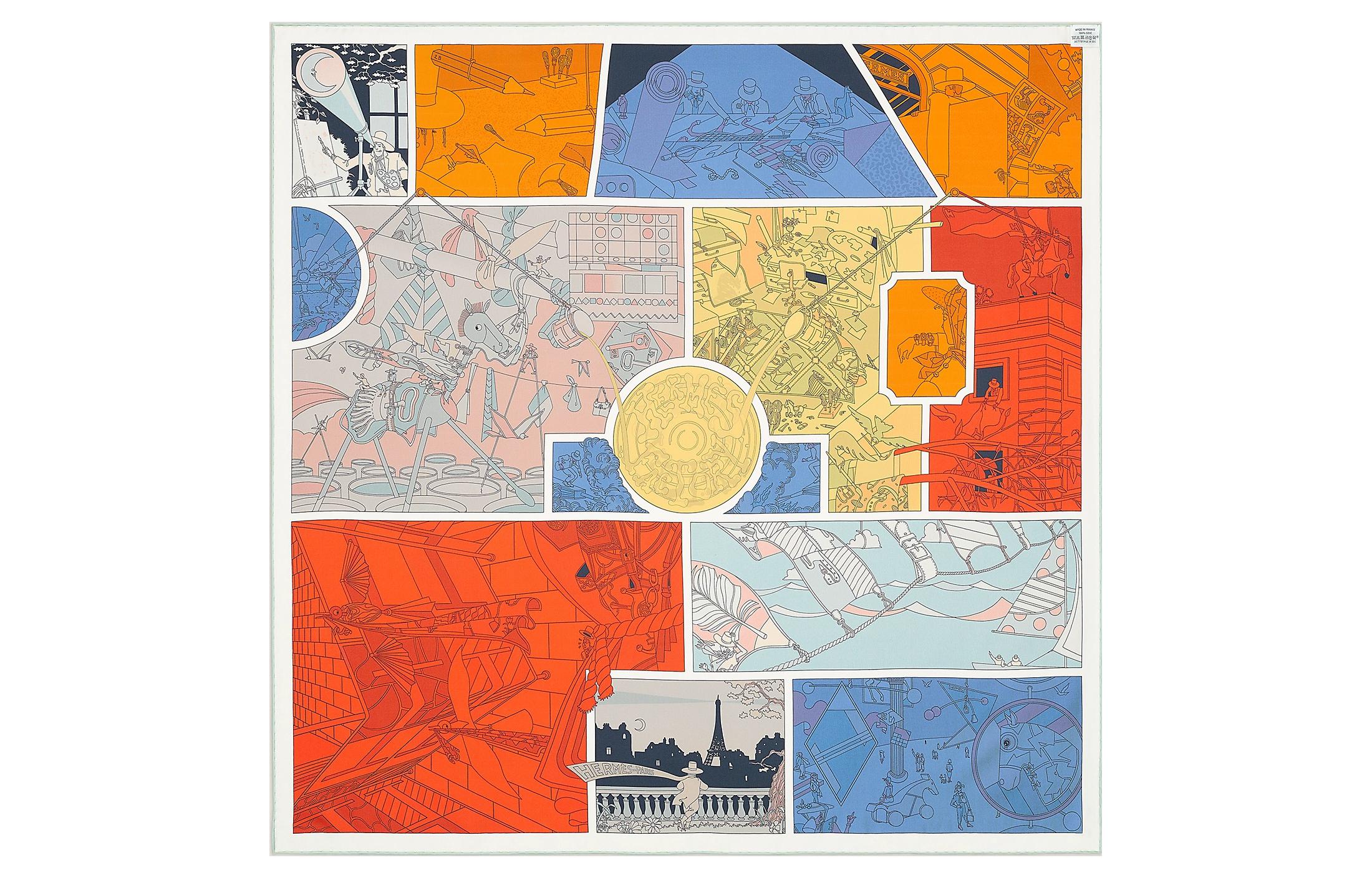 (Women) HERMES Double-Sided Silk Scarf  "Hermes Workshop" Multicolor. H903910S 04 圖 3