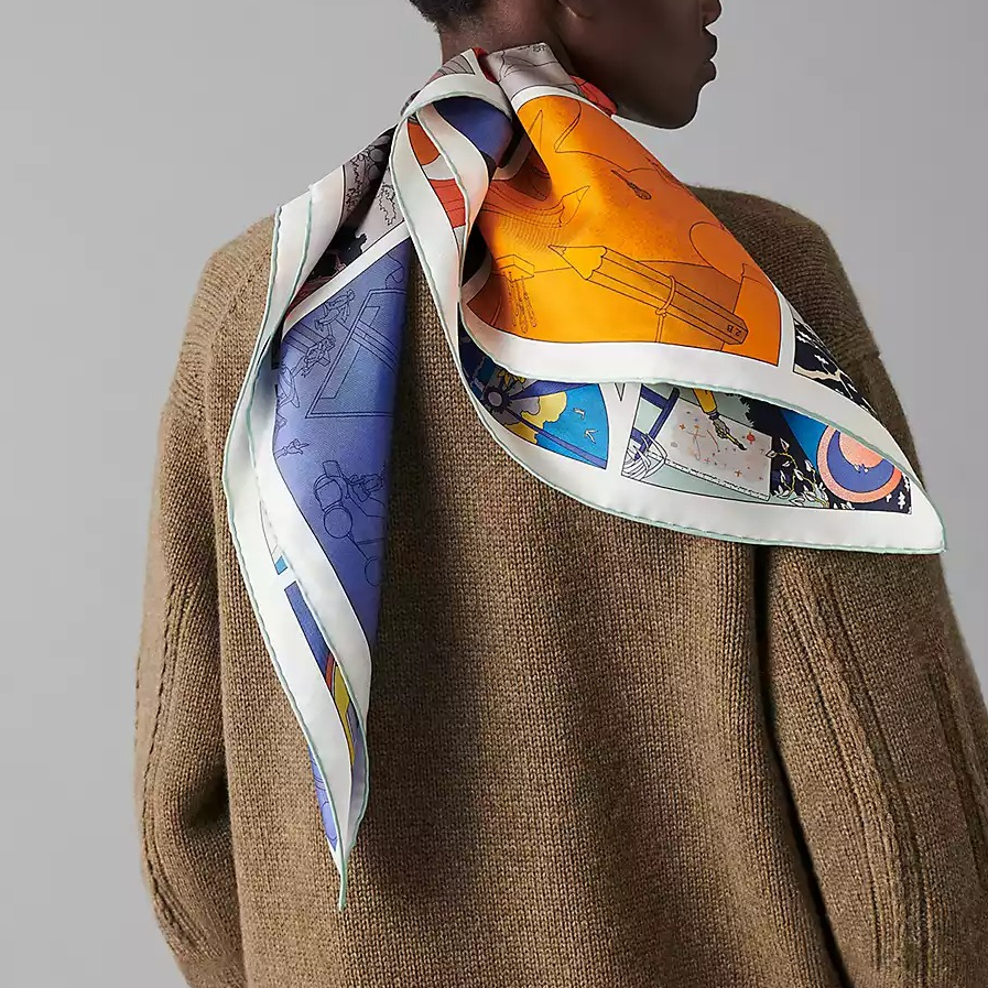 (Women) HERMES Double-Sided Silk Scarf  "Hermes Workshop" Multicolor. H903910S 04 圖 5