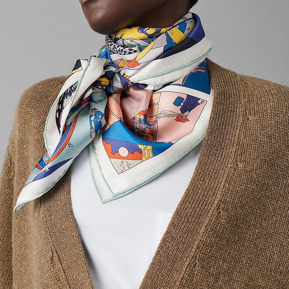 (Women) HERMES Double-Sided Silk Scarf  "Hermes Workshop" Multicolor. H903910S 04 圖 6