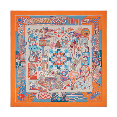(Women) HERMES Double-Sided Silk Scarf Orange Color H903464S-14