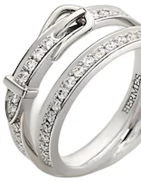 Lookbook (Women) HERMES Double Circle Full Diamond Platinum Ring Silver H124607B 00049