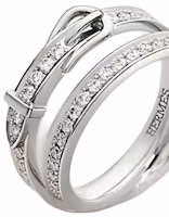 Lookbook (Women) HERMES Double Ring Full Diamond Platinum Silver Ring H124607B 00050
