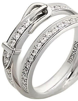 (Women) HERMES Double Ring Full Diamond Platinum Silver Ring H124607B 00053 Lookbook (Women) HERMES Double Ring Full Diamond Platinum Silver Ring H124607B 00053