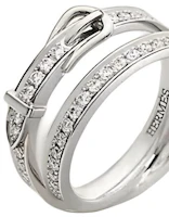Lookbook (Women) HERMES Double Ring Platinum Full Diamond Silver Ring H124607B 00052