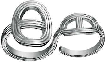 (Women) HERMES Double Ring TGM 925 Silver Ring Silver. H114603B (Women) HERMES Double Ring TGM 925 Silver Ring Silver. H114603B