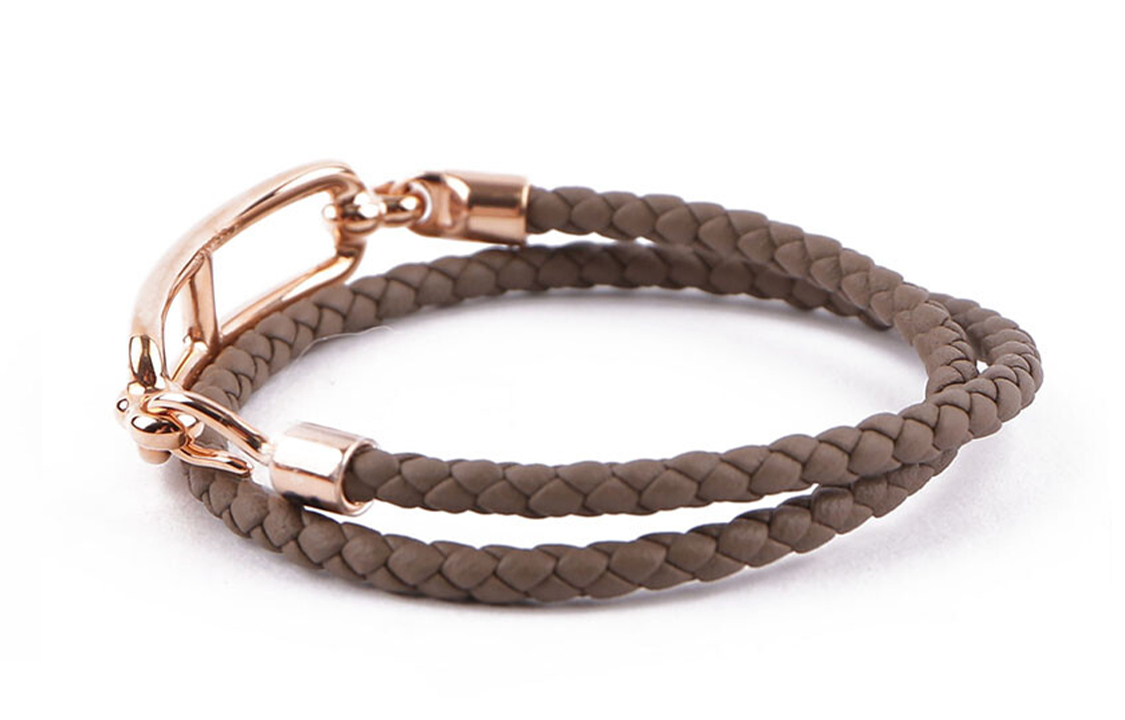 (Women) HERMES Double Wrap Loulis Clasp Calfskin Bracelet for Women - Brown. H071727FO18T2 圖 5