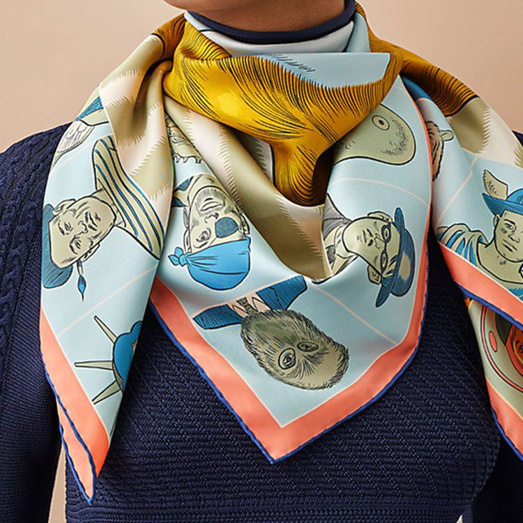 (Women) HERMES Dress Code 90cm Double-Sided Scarf Yellow H903780S-04 圖 4